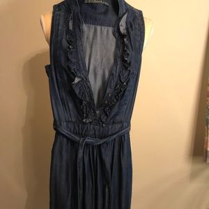 Zara 100% Dress with belt Style Blue Denim Netline